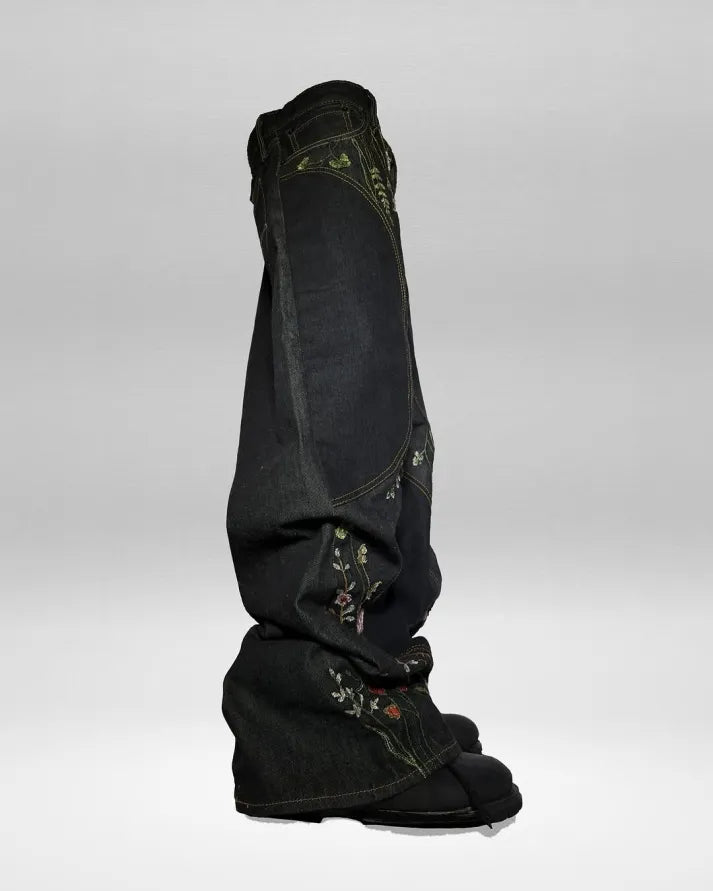 "FLORAL" BAGGY DENIM